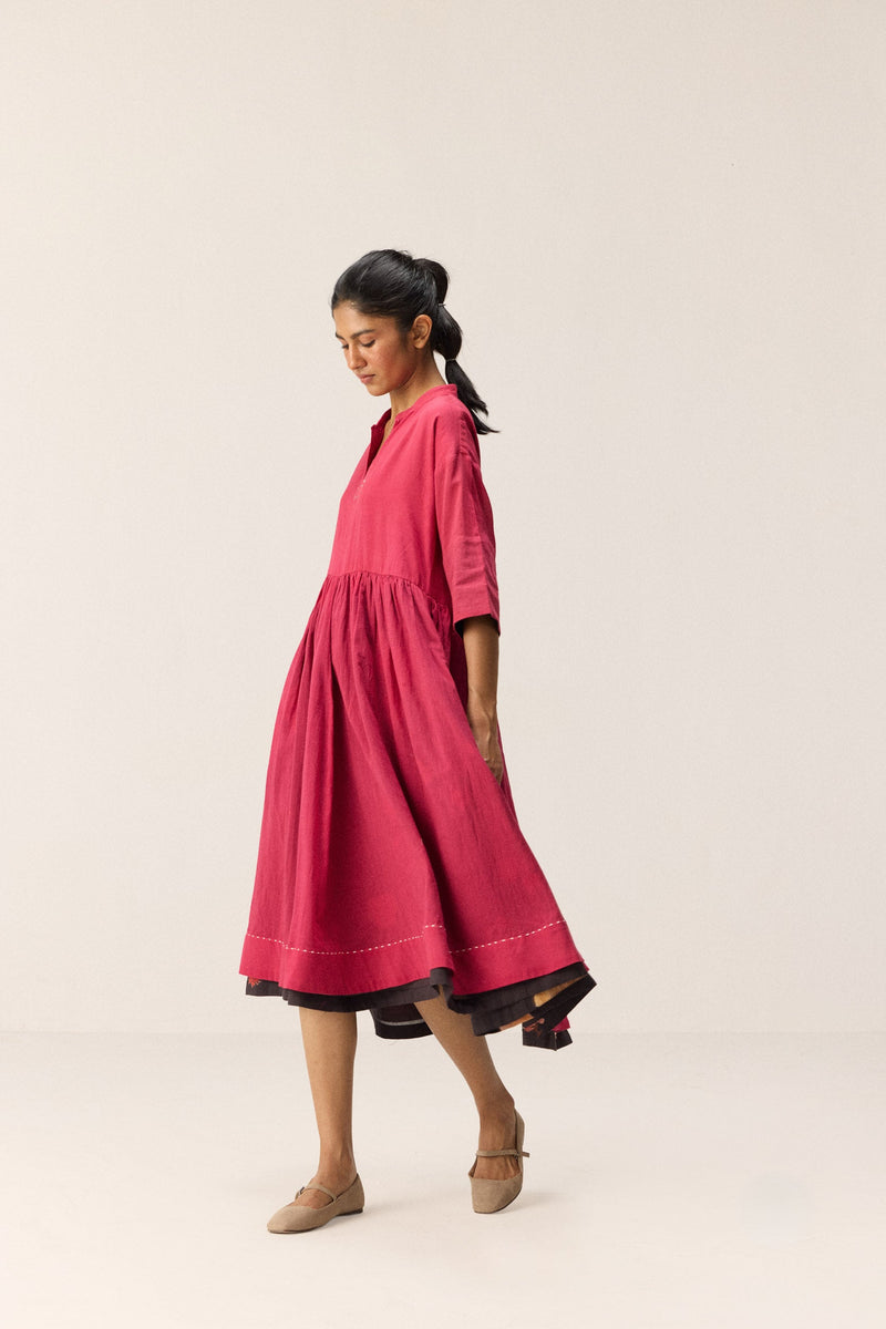 Berry beam Dress cotton by Khara Kapas in pink for women Worldwide
