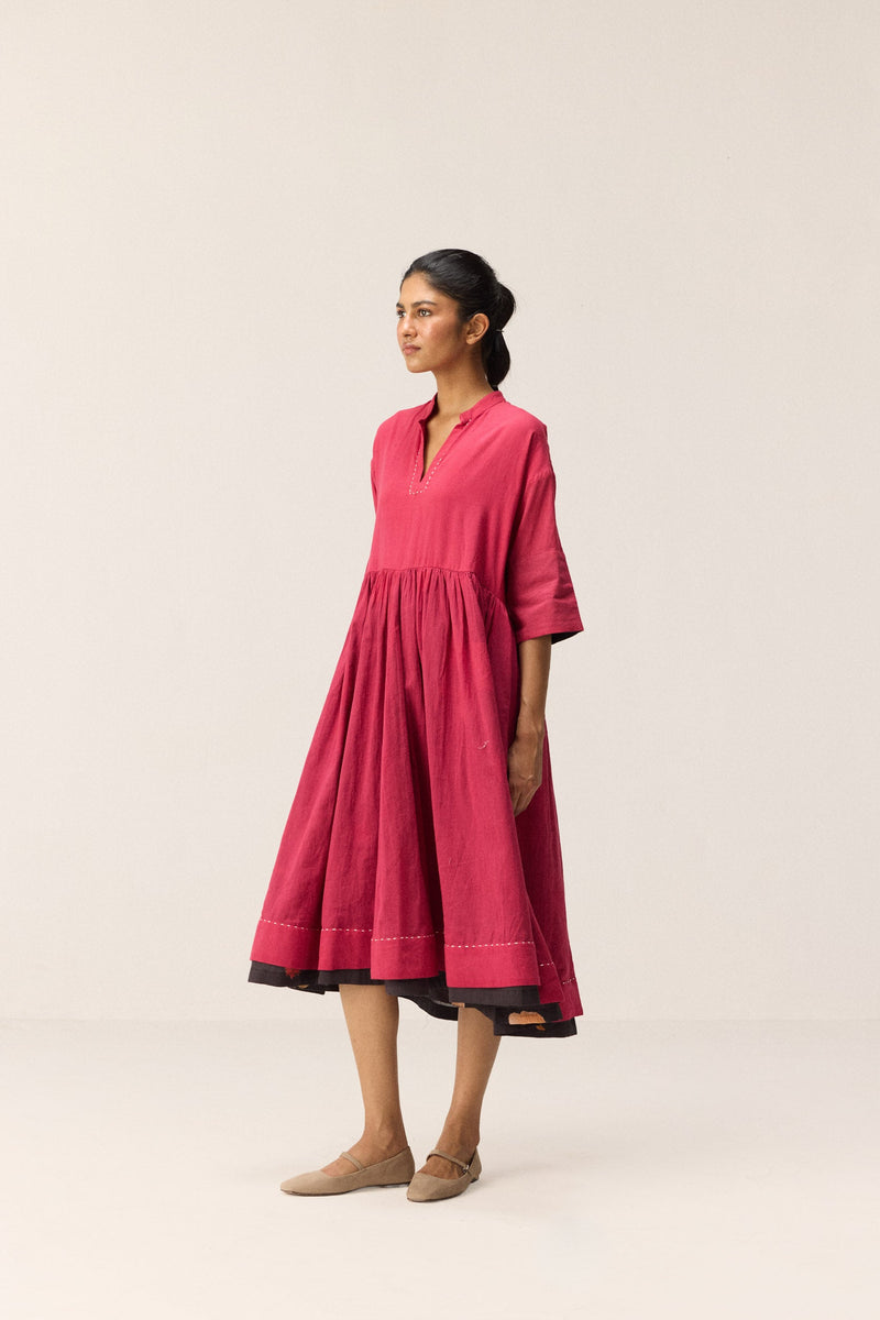 Berry beam Dress cotton by Khara Kapas in pink for women Worldwide