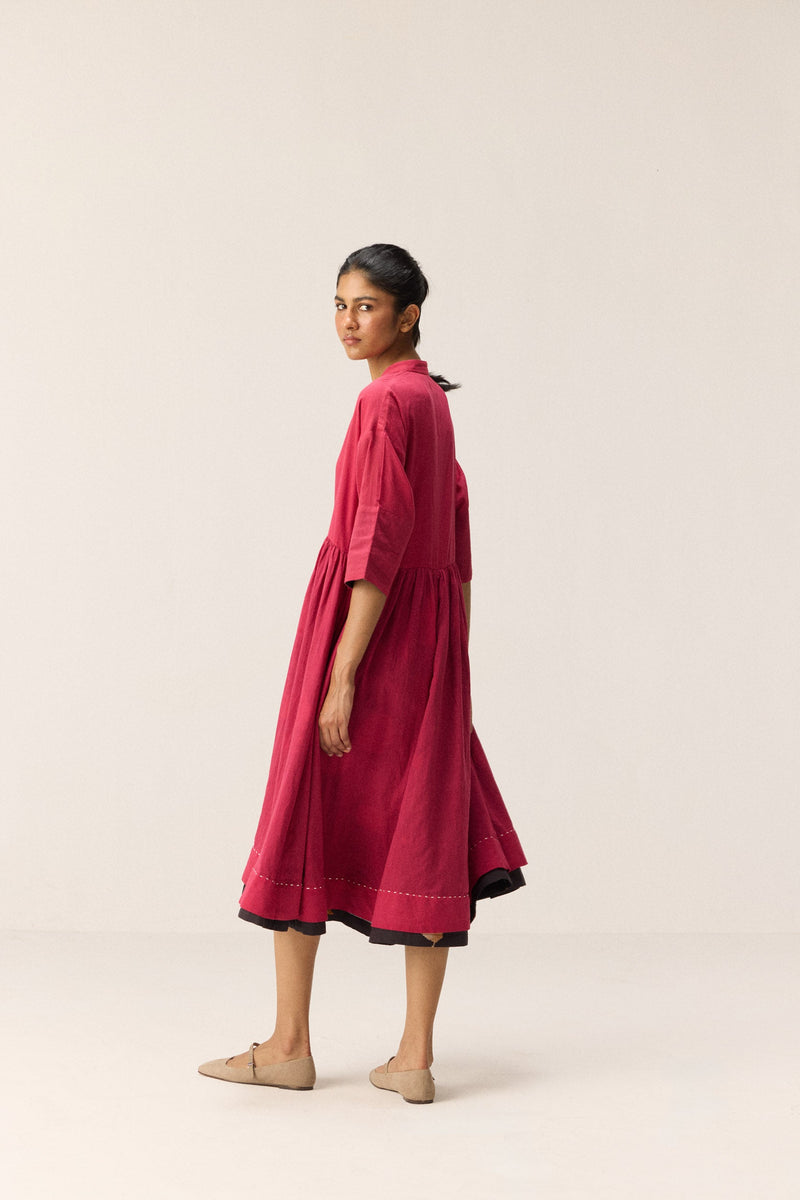 Berry beam Dress cotton by Khara Kapas in pink for women Worldwide