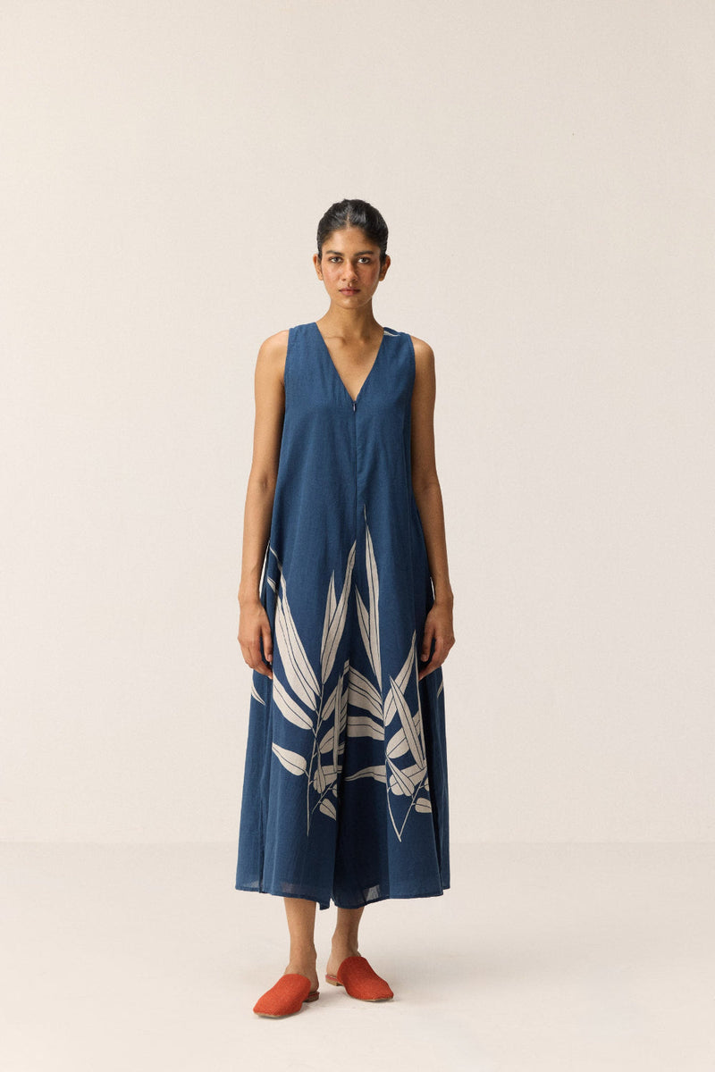 Blue Fern Jumpsuit cotton by Khara Kapas in blue for women Worldwide