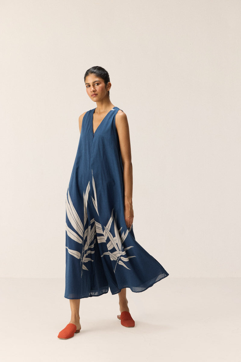 Blue Fern Jumpsuit cotton by Khara Kapas in blue for women Worldwide