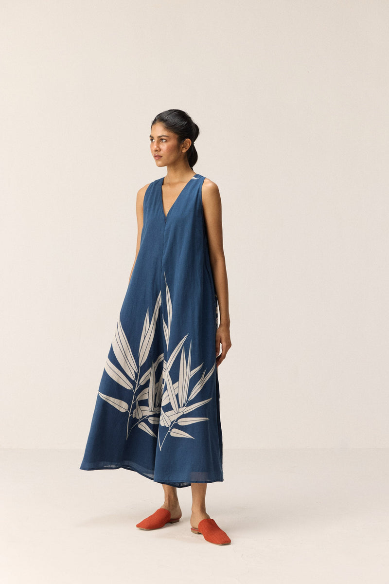 Blue Fern Jumpsuit cotton by Khara Kapas in blue for women Worldwide