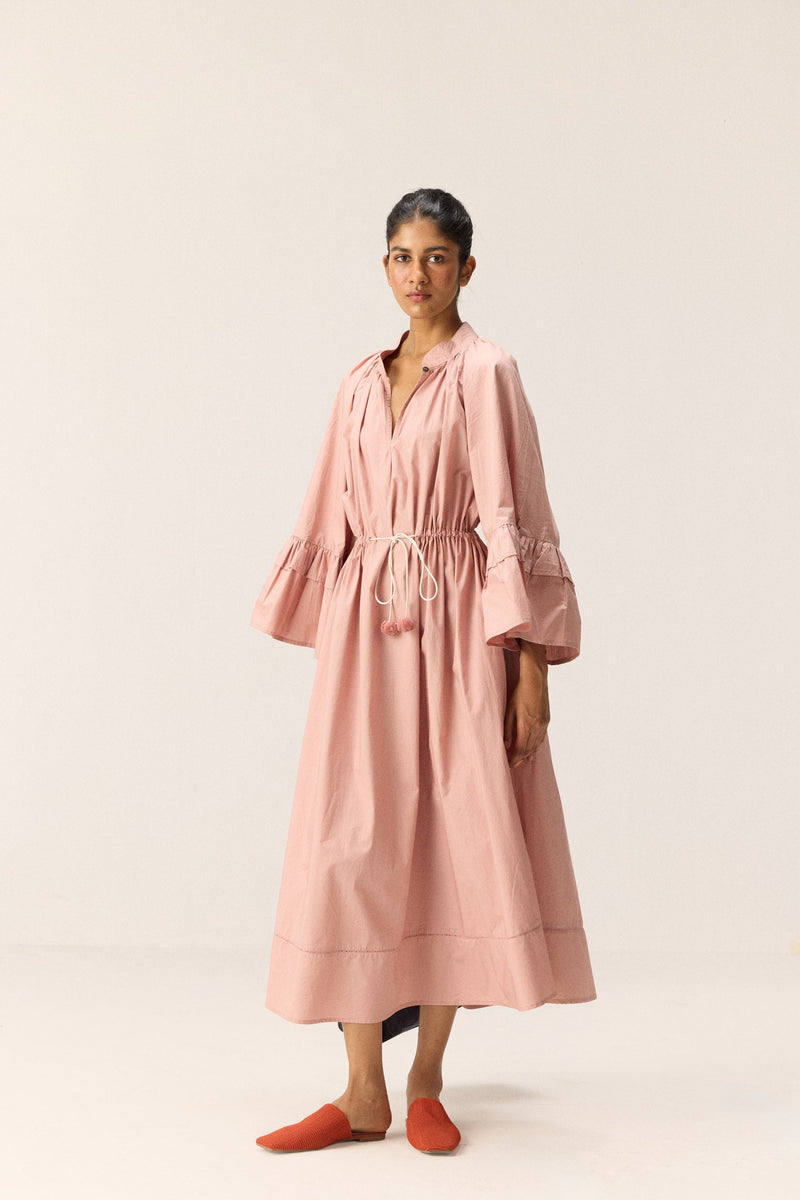 Rose Tier Dress poplin by Khara Kapas in pink for women Worldwide