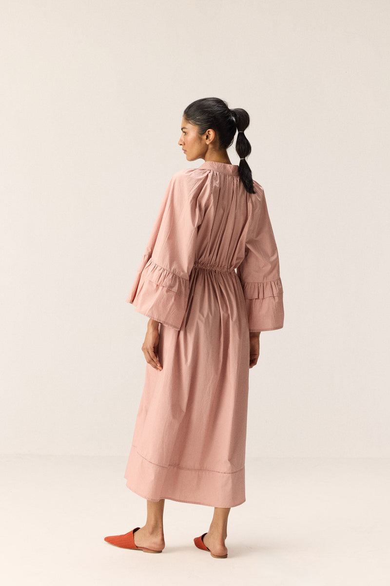 Rose Tier Dress poplin by Khara Kapas in pink for women Worldwide