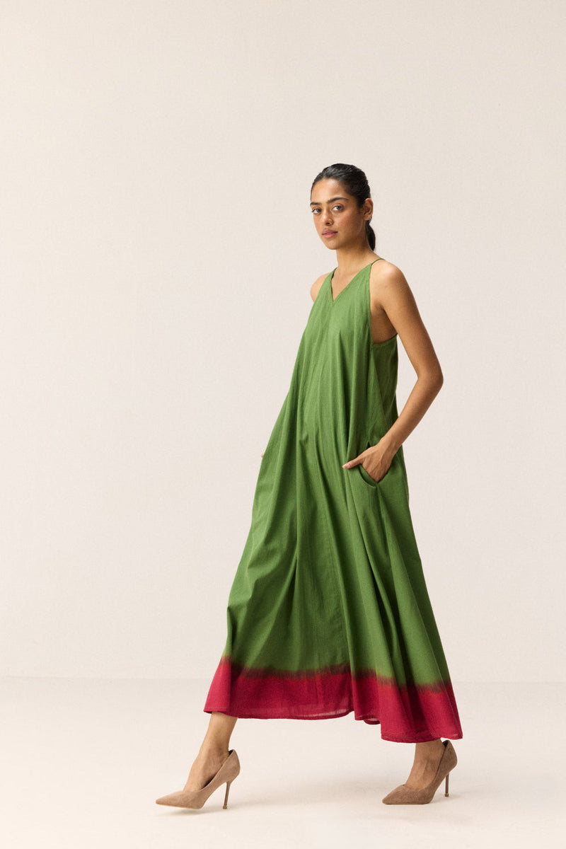 Forest Blush Dress cotton by Khara Kapas in green for women Worldwide