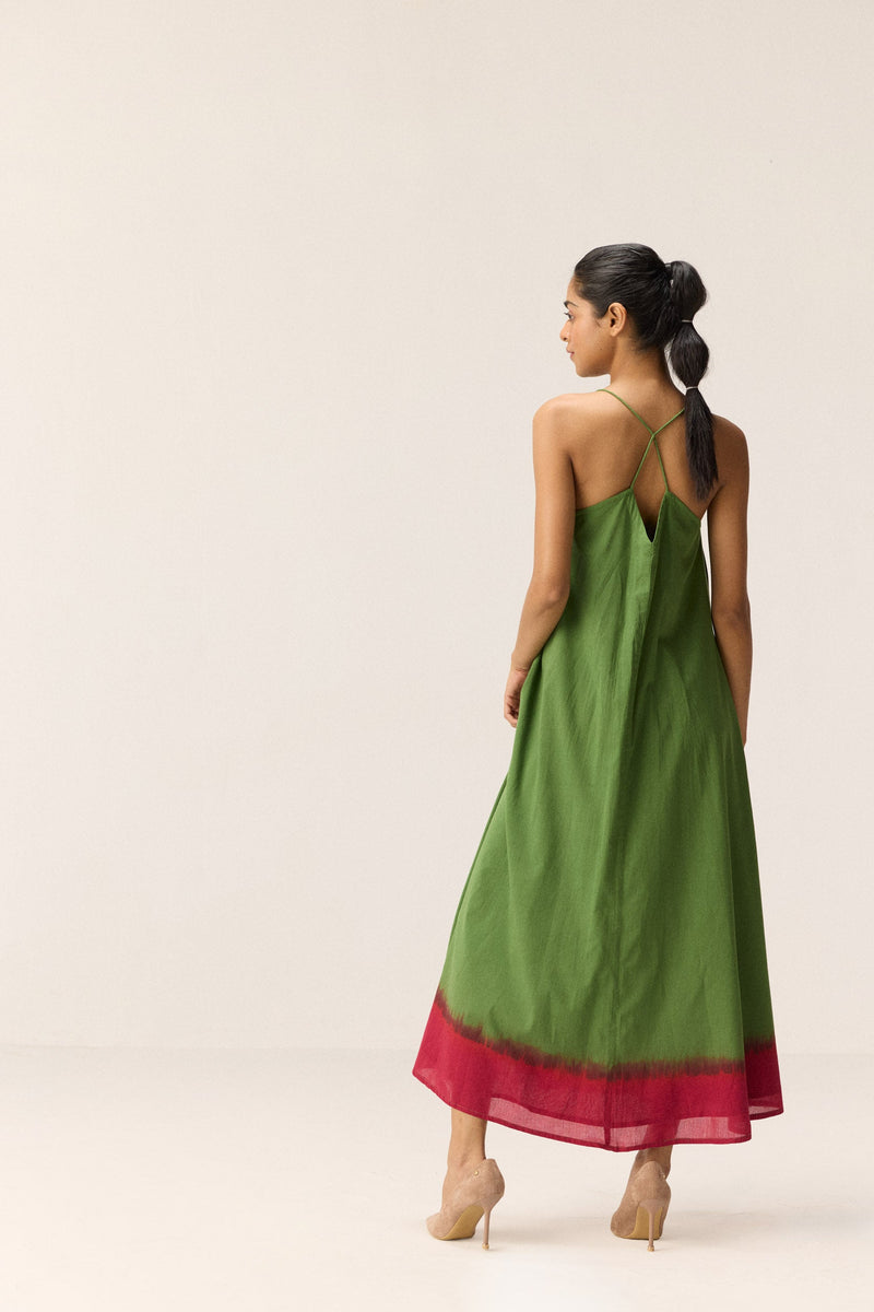 Forest Blush Dress cotton by Khara Kapas in green for women Worldwide