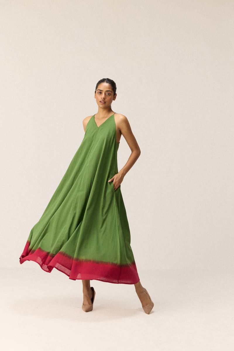 Forest Blush Dress cotton by Khara Kapas in green for women Worldwide