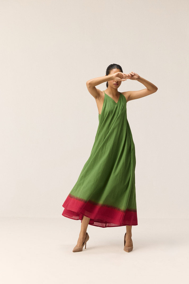 Forest Blush Dress cotton by Khara Kapas in green for women Worldwide