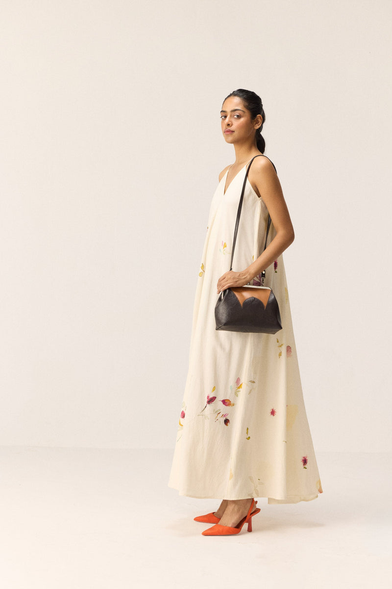 Chalky Blooms Dress cotton by Khara Kapas in white for women Worldwide