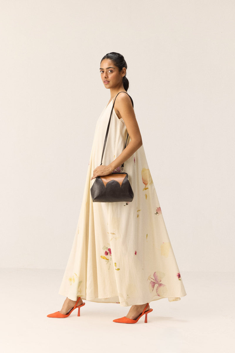Chalky Blooms Dress cotton by Khara Kapas in white for women Worldwide