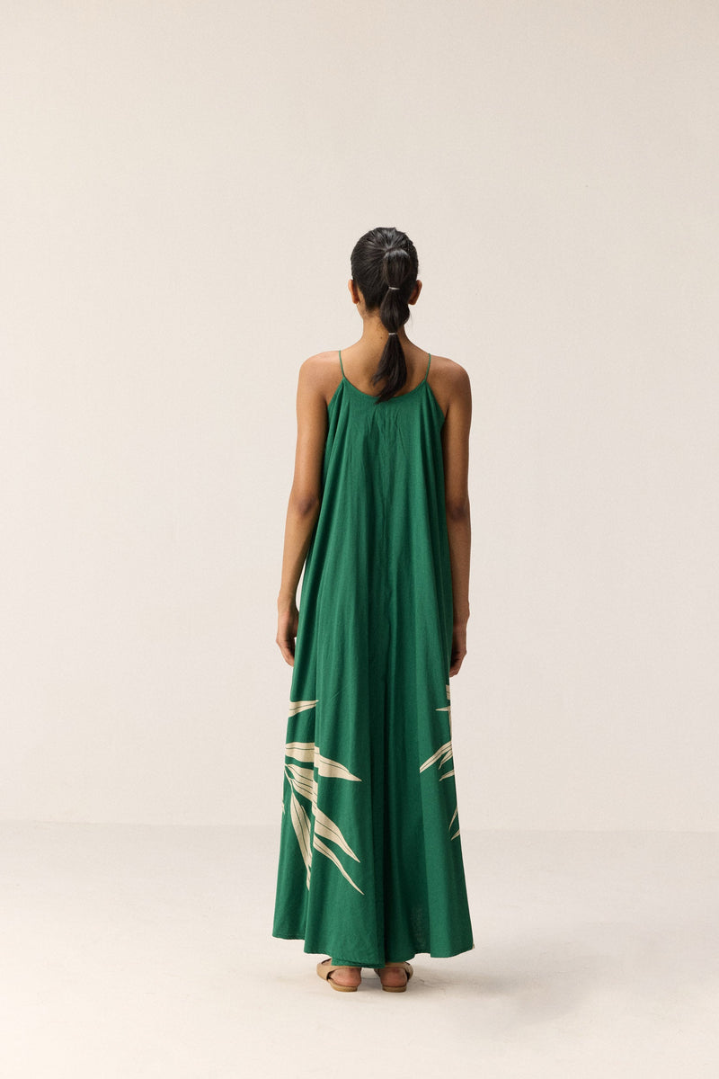 Tender Fern Dress cotton by Khara Kapas in green for women Worldwide