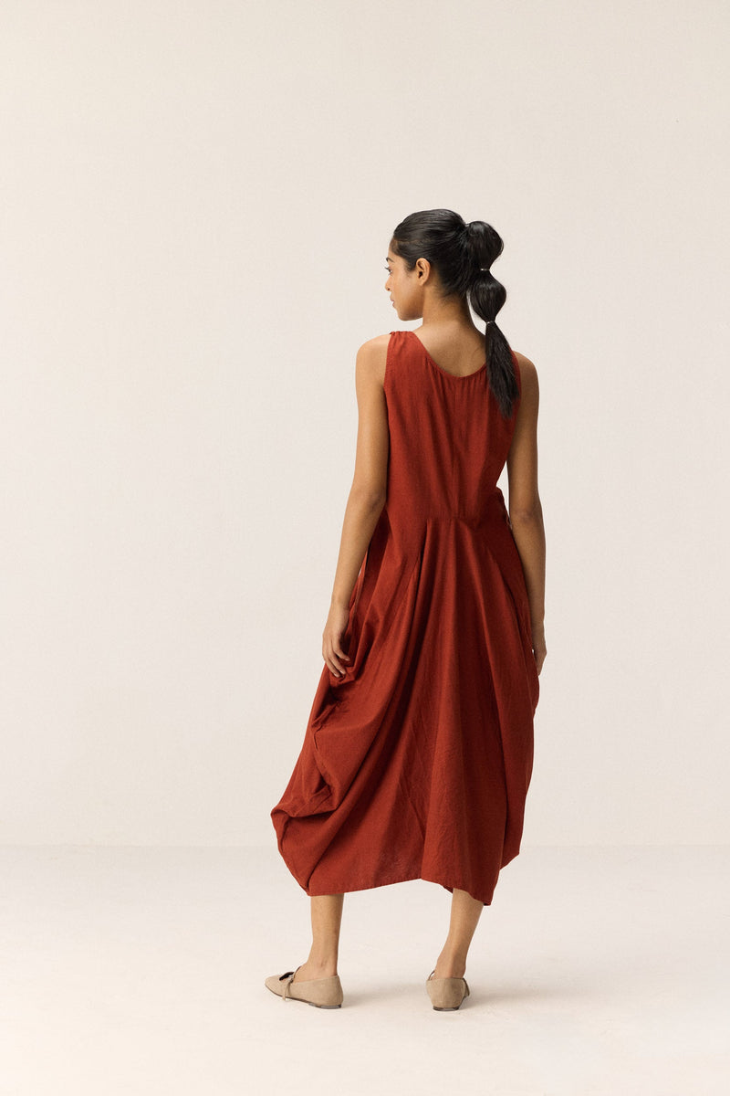 Brick Muse Dress cotton by Khara Kapas in red for women Worldwide