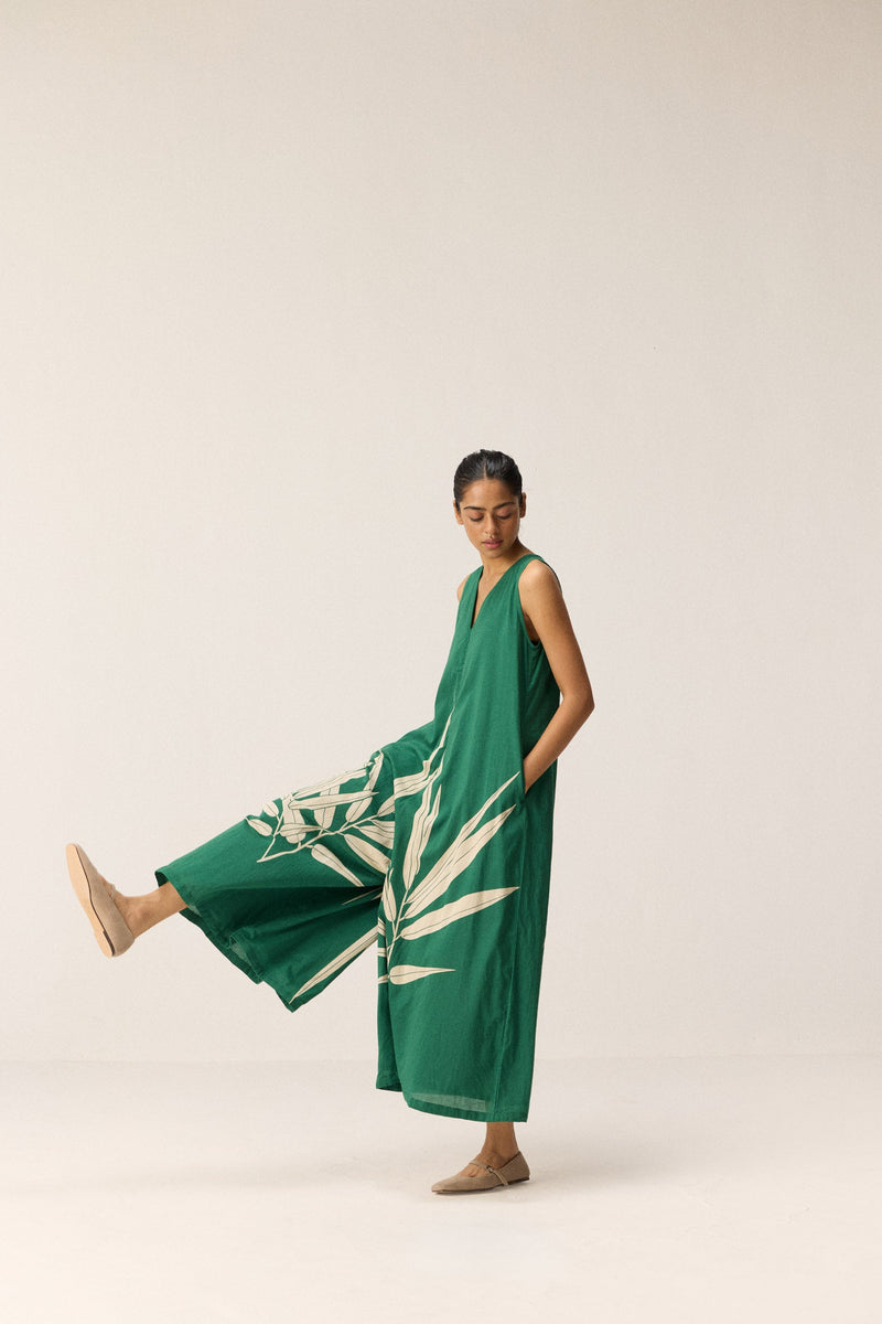 Clover Jumpsuit cotton by Khara Kapas in green for women Worldwide