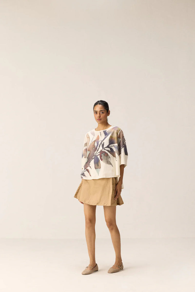 Thistle Top cotton by Khara Kapas in white for women Worldwide
