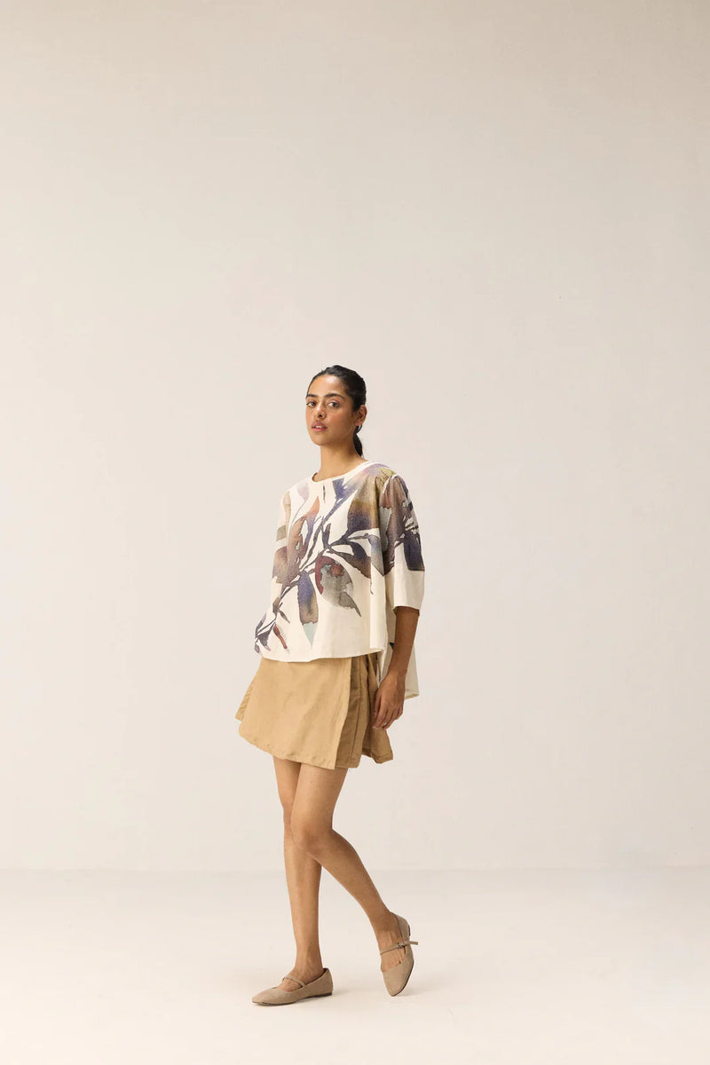 Thistle Top cotton by Khara Kapas in white for women Worldwide