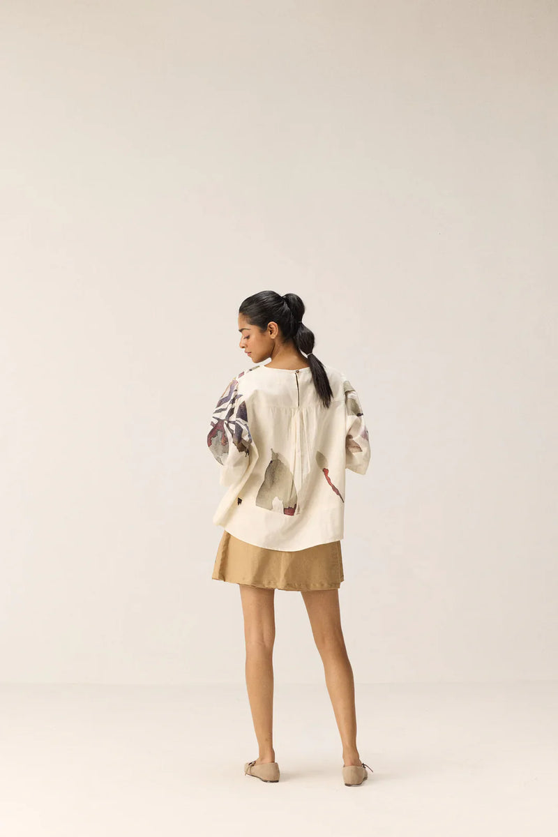 Thistle Top cotton by Khara Kapas in white for women Worldwide