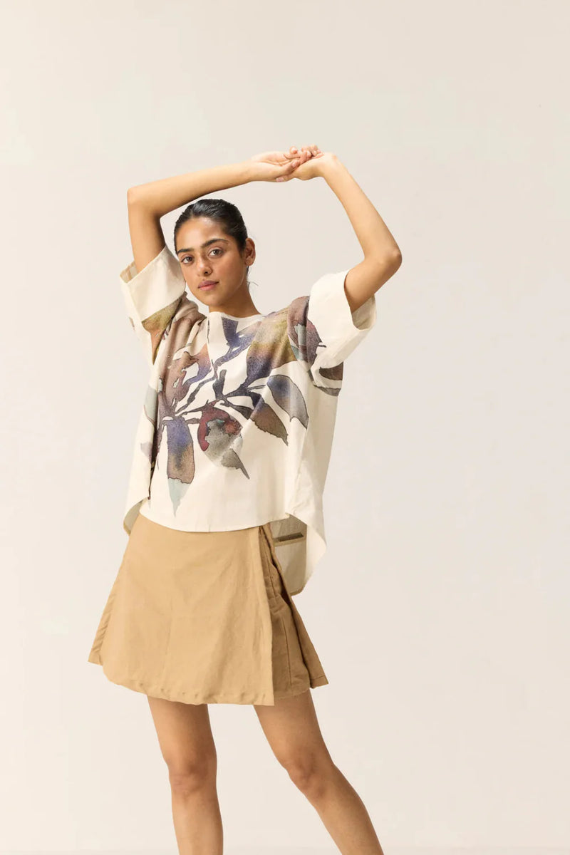 Thistle Top cotton by Khara Kapas in white for women Worldwide