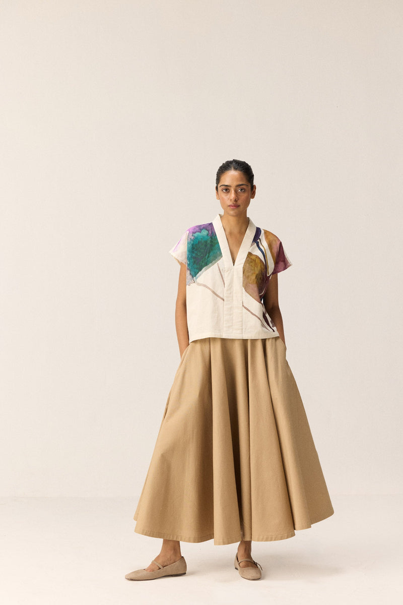 Pecan Skirt oxford by Khara Kapas in beige for women Worldwide
