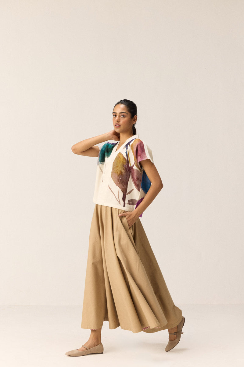 Pecan Skirt oxford by Khara Kapas in beige for women Worldwide