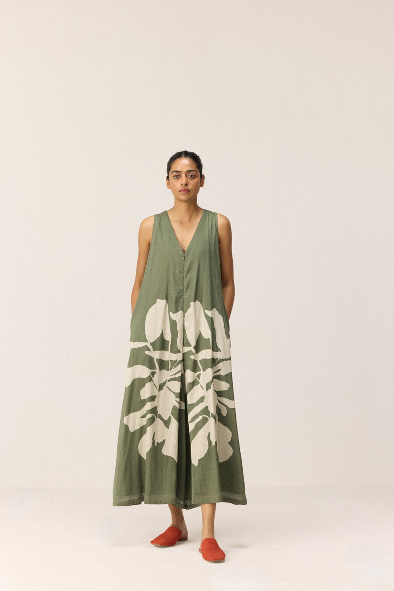 Sage Trail Jumpsuit cotton by Khara Kapas in green for women Worldwide