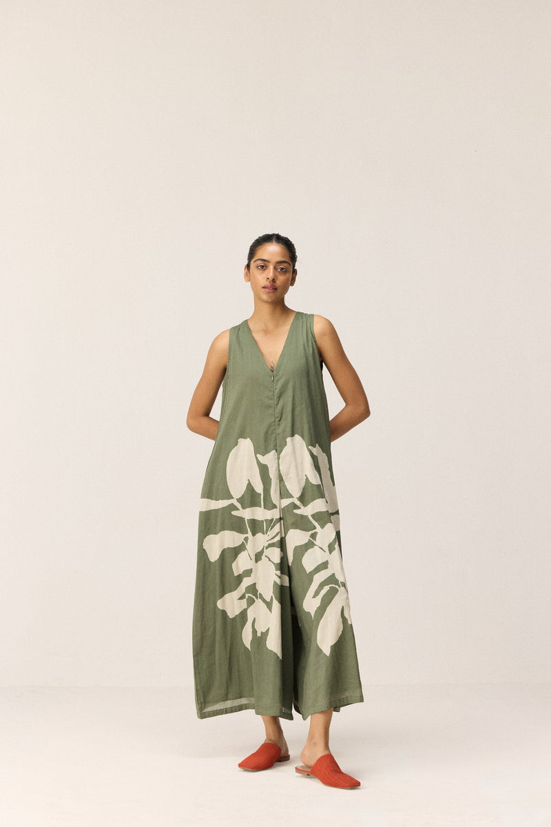 Sage Trail Jumpsuit cotton by Khara Kapas in green for women Worldwide