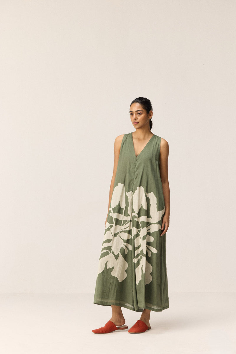 Sage Trail Jumpsuit cotton by Khara Kapas in green for women Worldwide