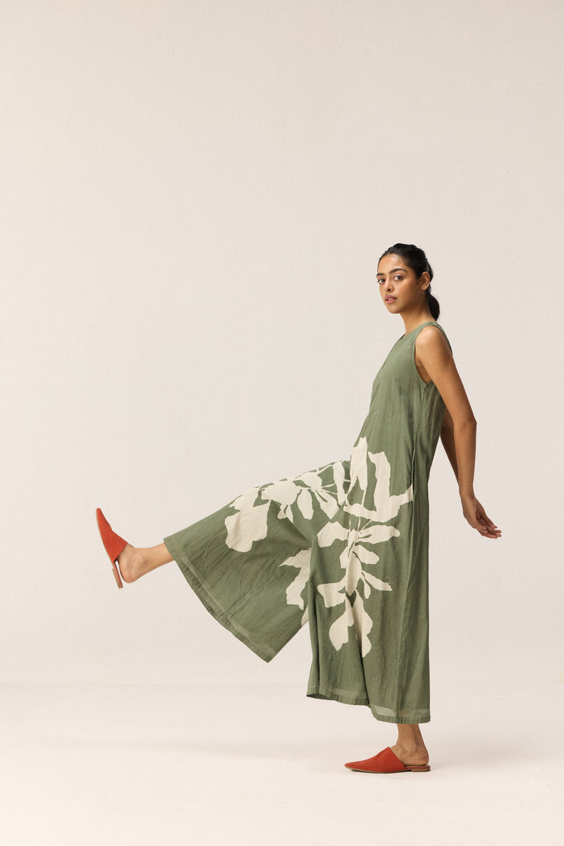 Sage Trail Jumpsuit cotton by Khara Kapas in green for women Worldwide