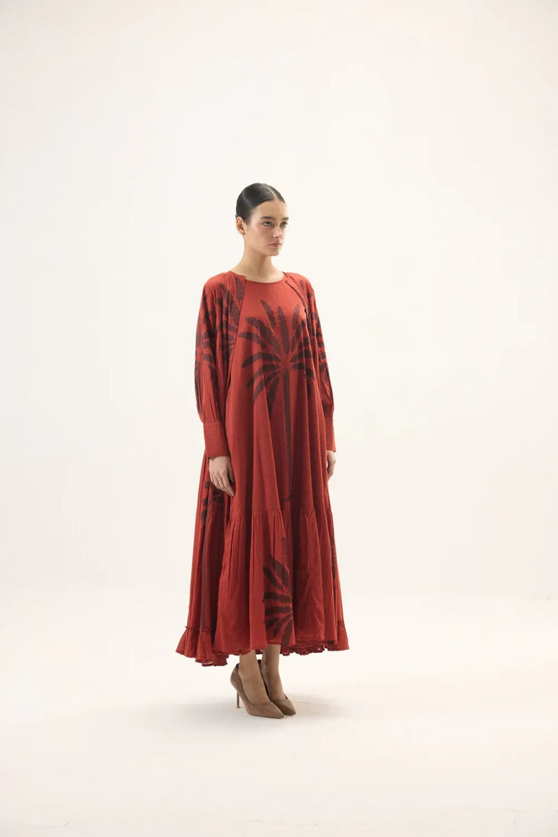 Faedra set mulmul by Khara Kapas in red for women Worldwide