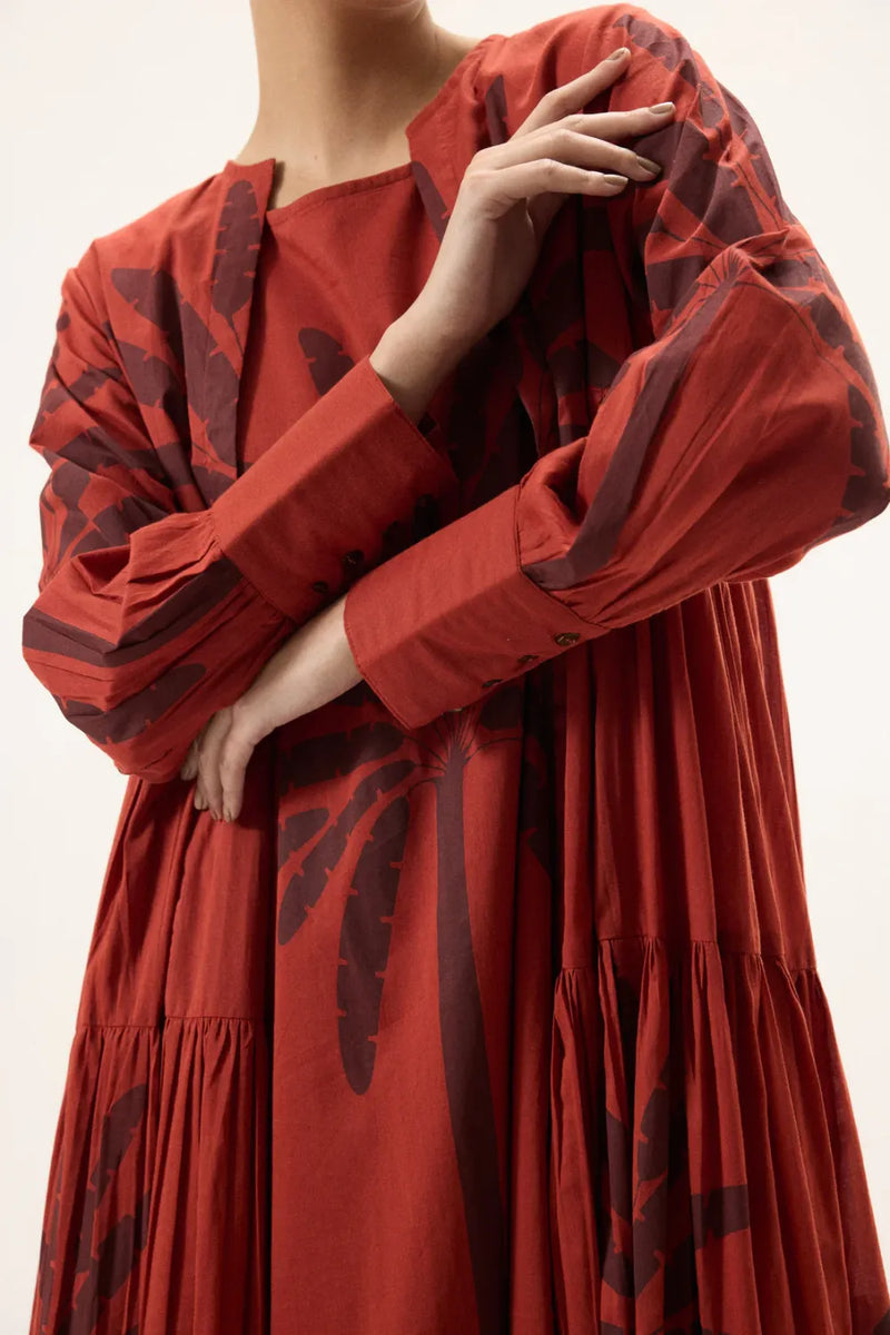 Faedra set mulmul by Khara Kapas in red for women Worldwide