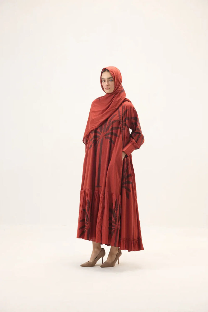 Faedra set mulmul by Khara Kapas in red for women Worldwide