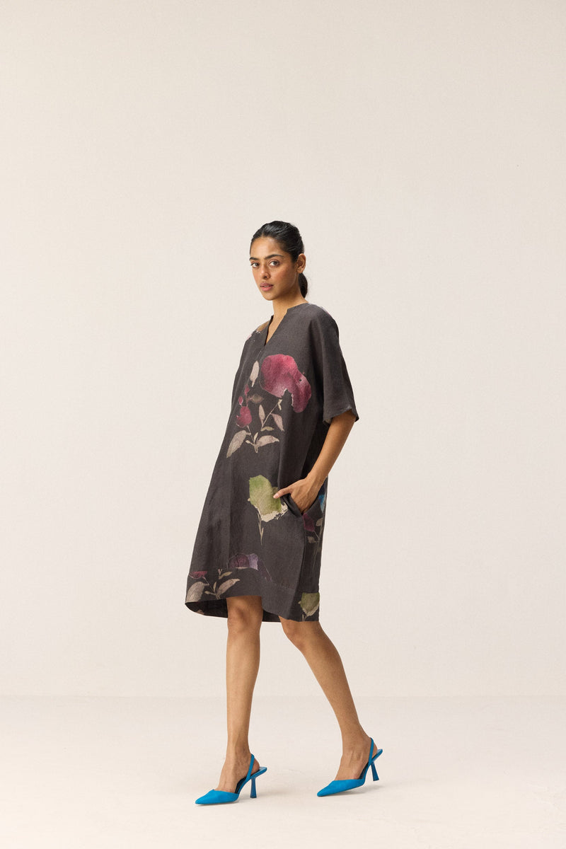 Wild Grove Dress by Khara Kapas in charcoal for women Worldwide