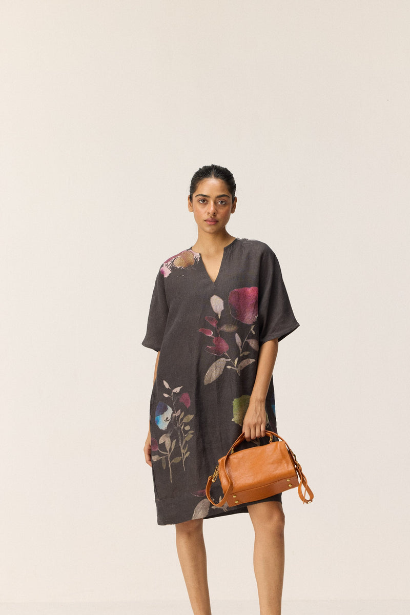 Wild Grove Dress by Khara Kapas in charcoal for women Worldwide