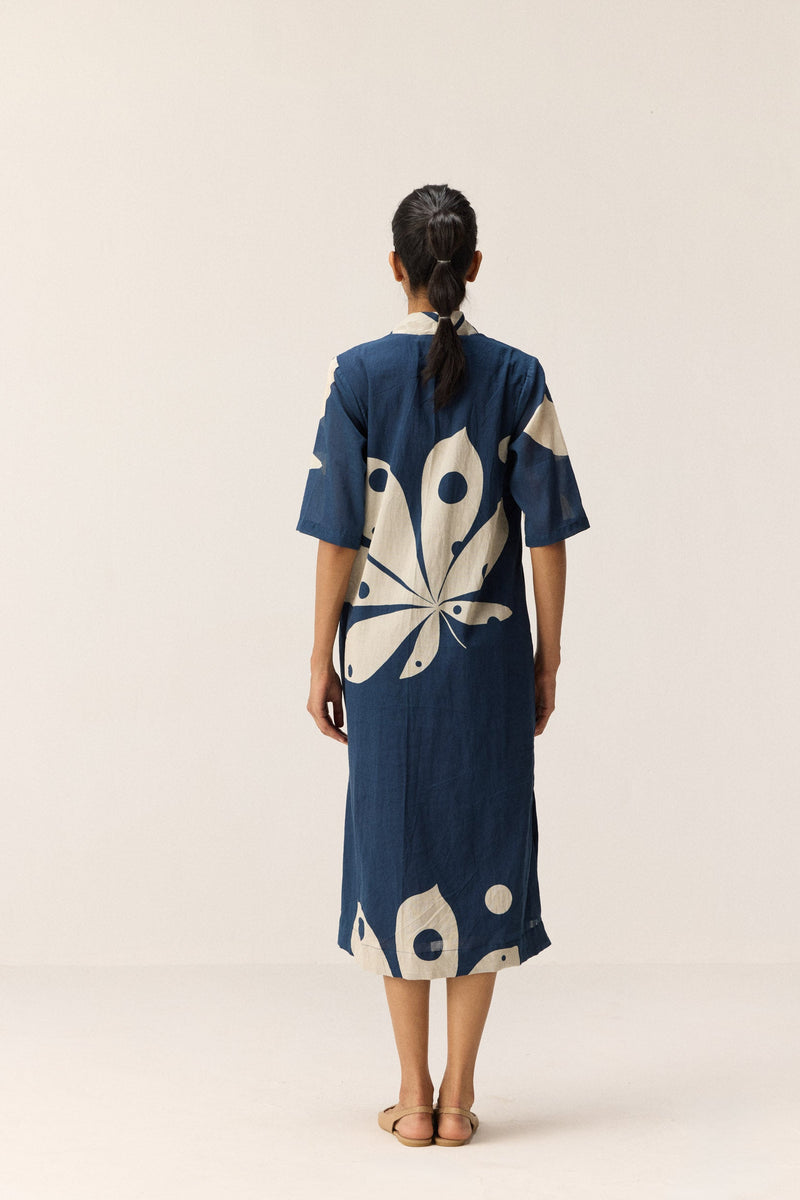 Sapphire Shadow Dress cotton by Khara Kapas in blue for women Worldwide