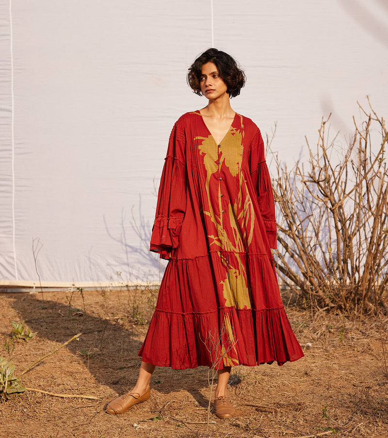 Mahogany cotton by Khara Kapas in red for women Worldwide