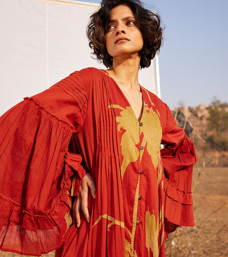 Mahogany cotton by Khara Kapas in red for women Worldwide