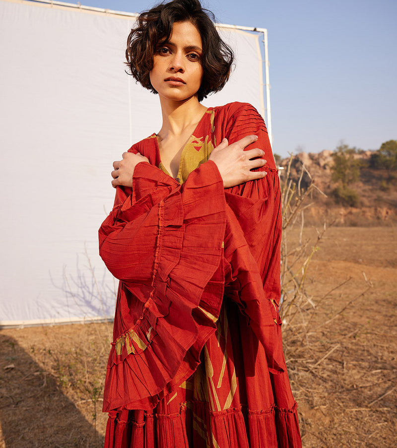 Mahogany cotton by Khara Kapas in red for women Worldwide