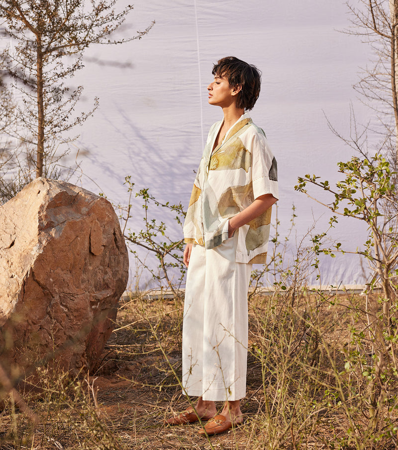 Verdure shirt cotton by Khara Kapas in white for women Worldwide
