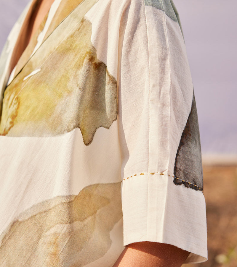 Verdure shirt cotton by Khara Kapas in white for women Worldwide