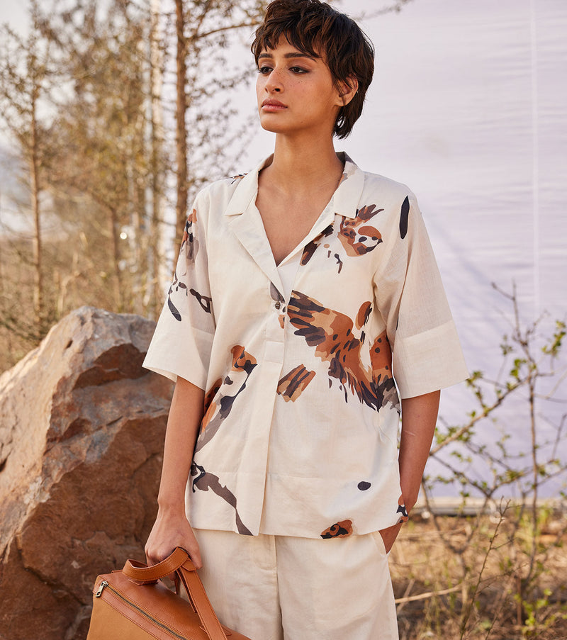 Chidiya Top cotton by Khara Kapas in white for women Worldwide