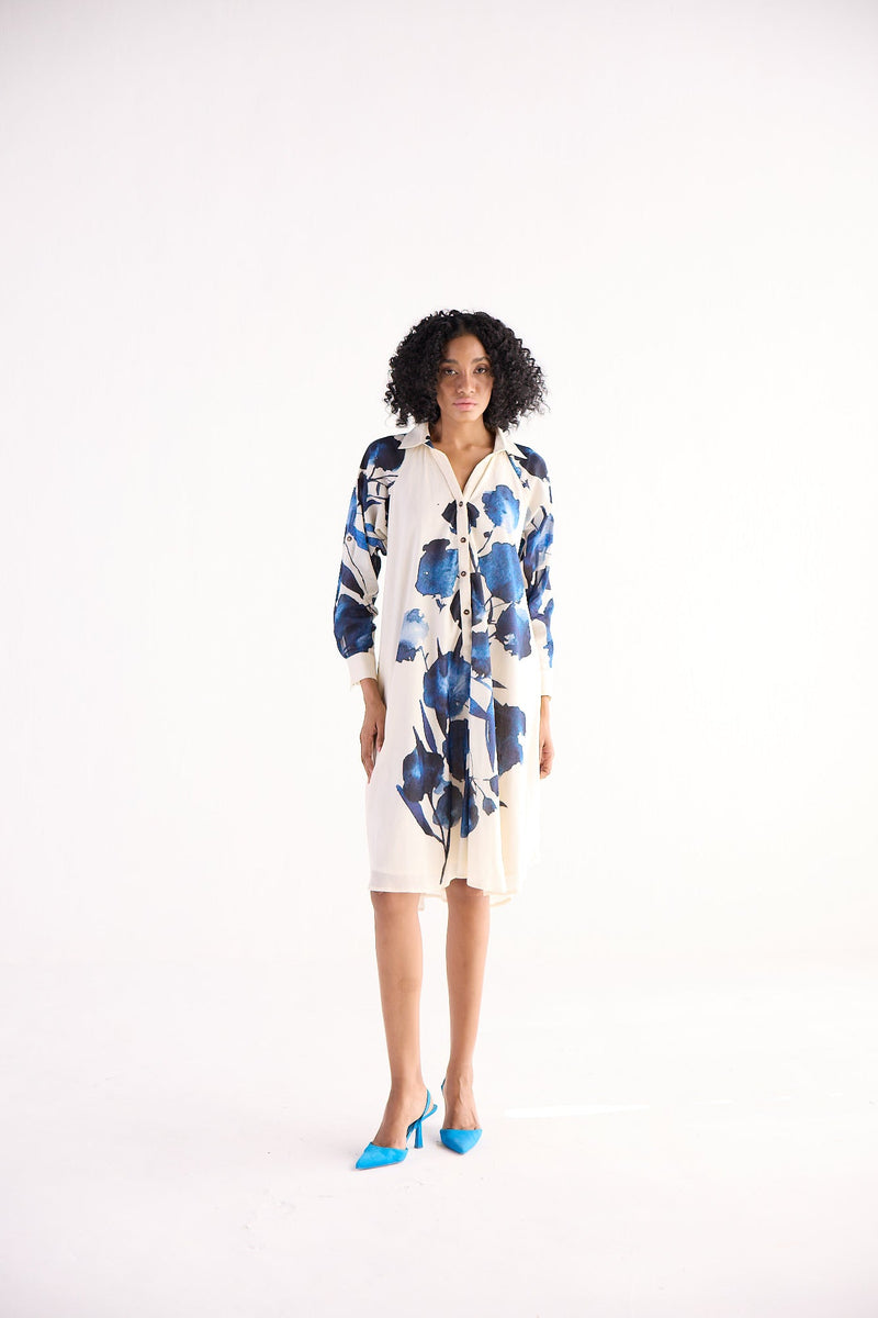 BLUE ORCHID SHIRT DRESS cotton by Khara Kapas for women Worldwide