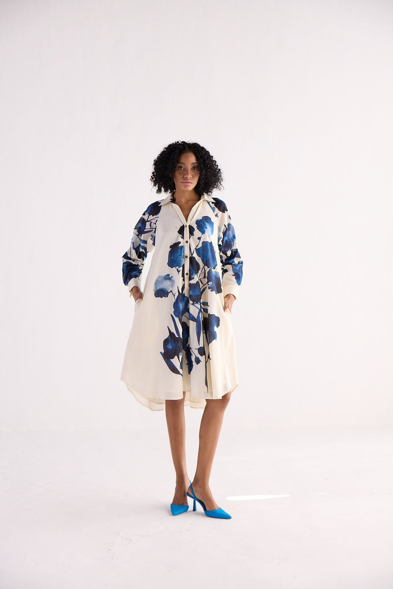 BLUE ORCHID SHIRT DRESS cotton by Khara Kapas for women Worldwide