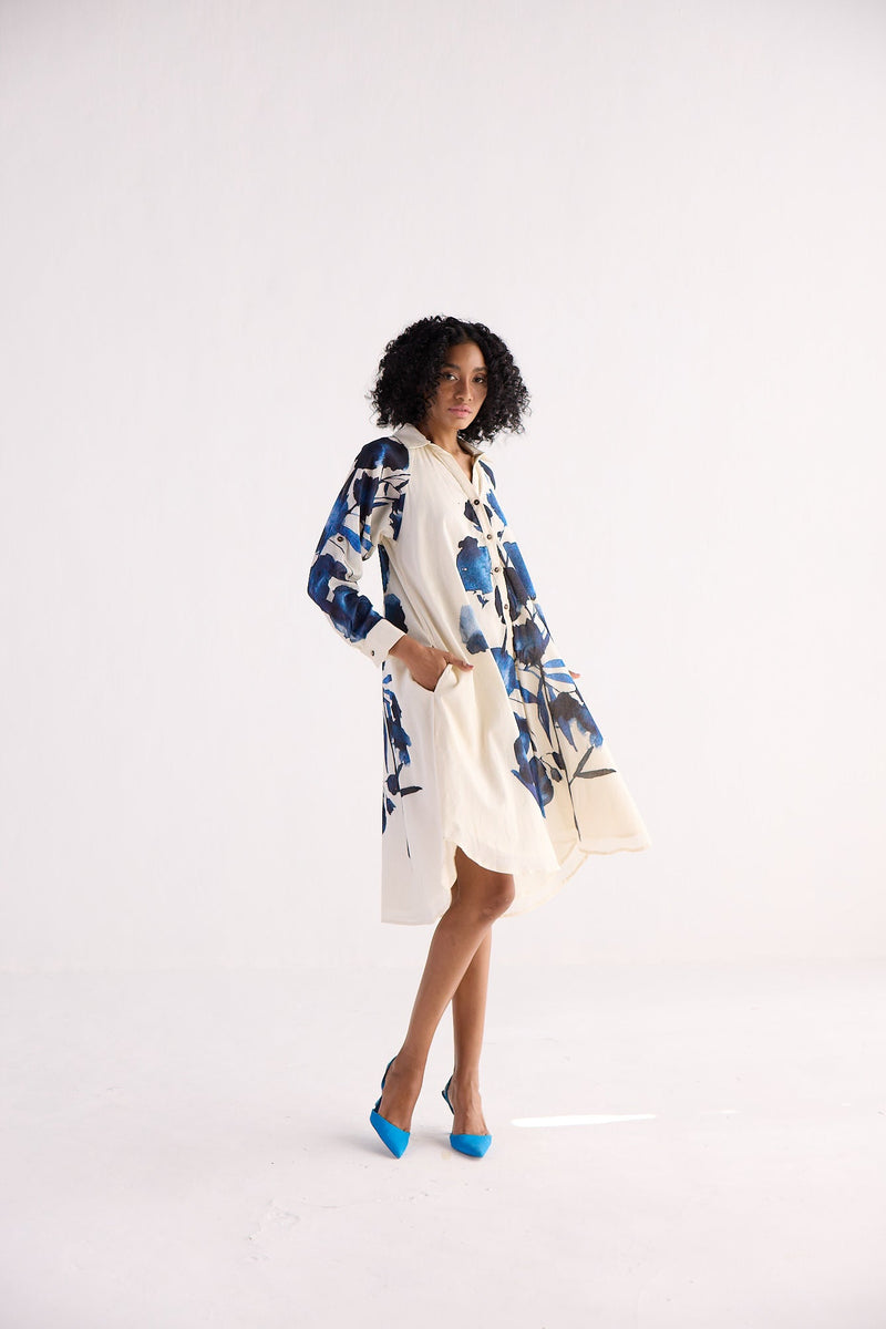 BLUE ORCHID SHIRT DRESS cotton by Khara Kapas for women Worldwide