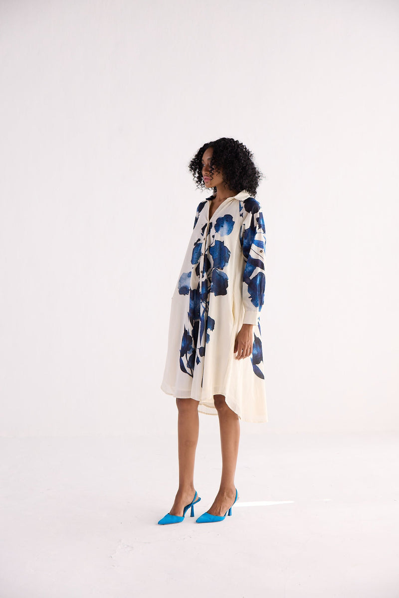 BLUE ORCHID SHIRT DRESS cotton by Khara Kapas for women Worldwide