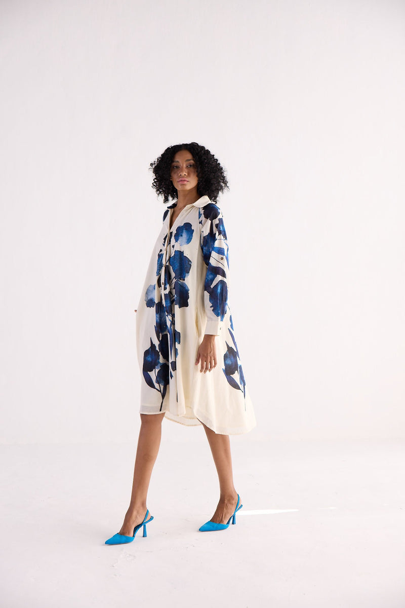 BLUE ORCHID SHIRT DRESS cotton by Khara Kapas for women Worldwide