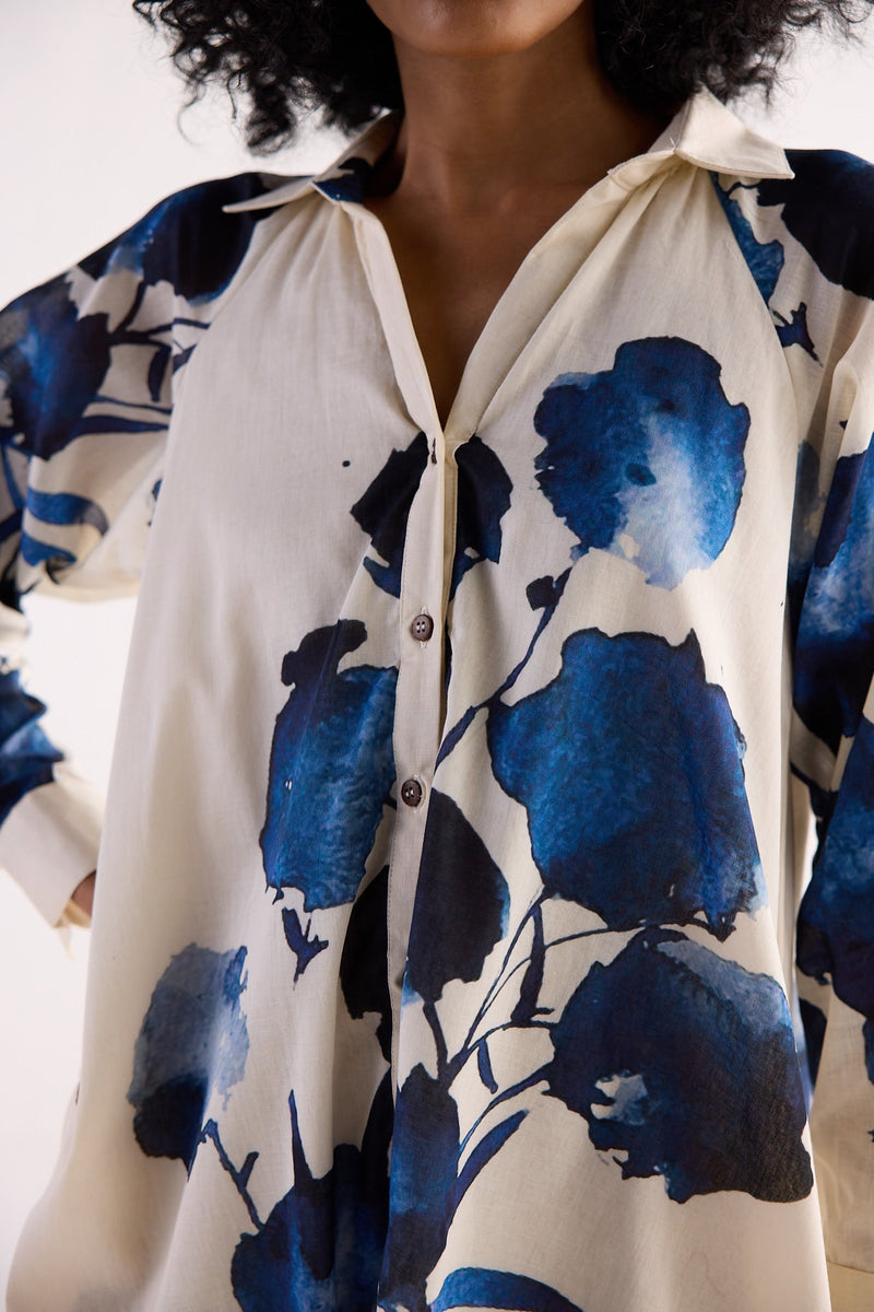BLUE ORCHID SHIRT DRESS cotton by Khara Kapas for women Worldwide