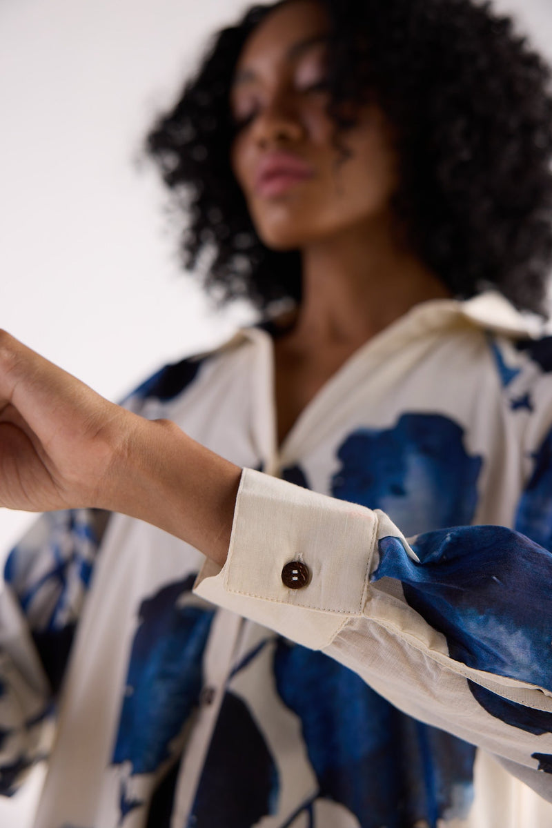 BLUE ORCHID SHIRT DRESS cotton by Khara Kapas for women Worldwide