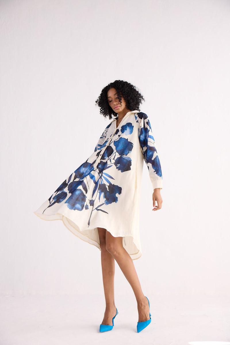 BLUE ORCHID SHIRT DRESS cotton by Khara Kapas for women Worldwide