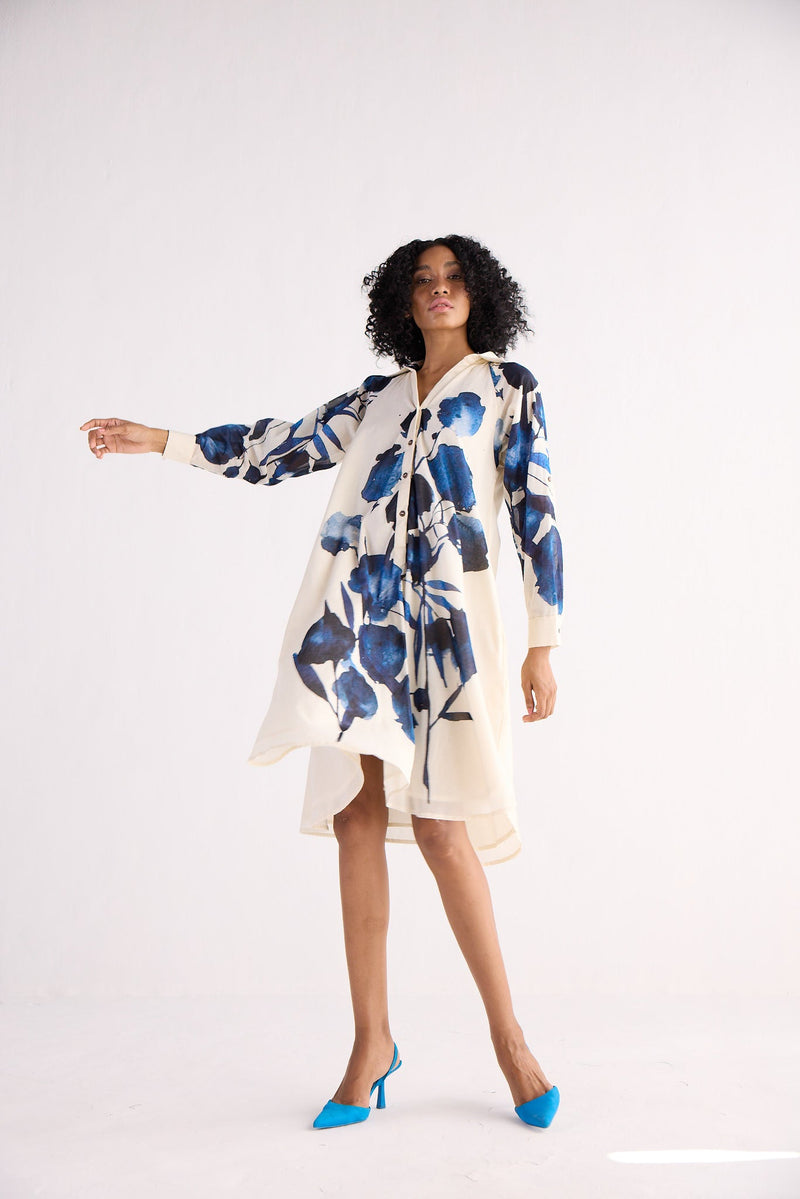 BLUE ORCHID SHIRT DRESS cotton by Khara Kapas for women Worldwide