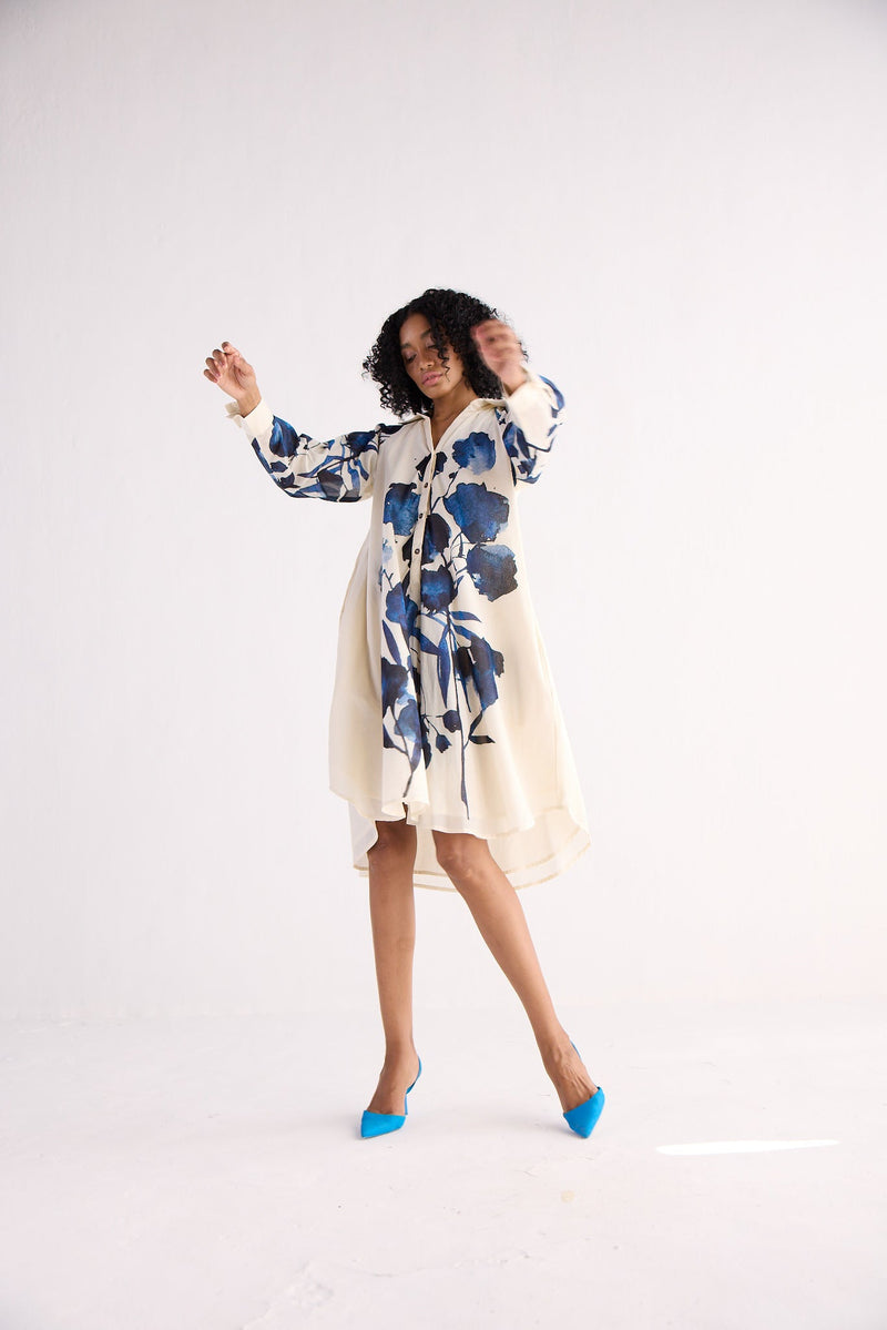 BLUE ORCHID SHIRT DRESS cotton by Khara Kapas for women Worldwide