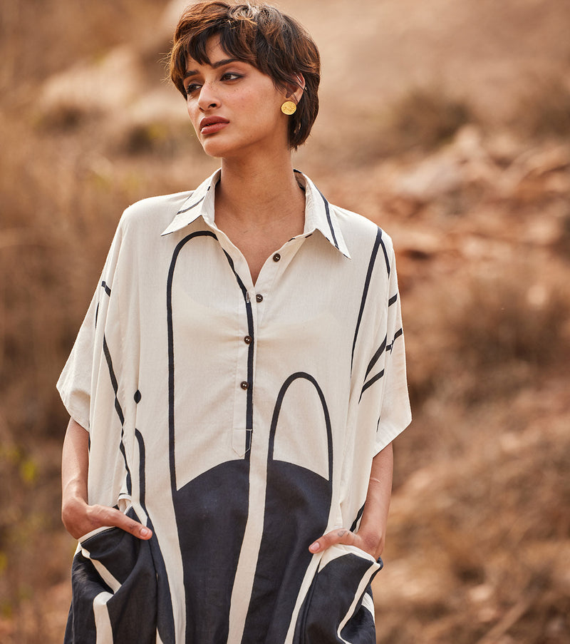Agave Kaftan cotton by Khara Kapas in white for women Worldwide